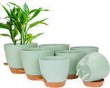 CSYY Set di 7 vasi da fiori in plastica con sistema di irrigazione 20,3/19/17,7/16,5/15,2/14/12,7 cm vasi autoirriganti e sottovaso per interni ed esterni