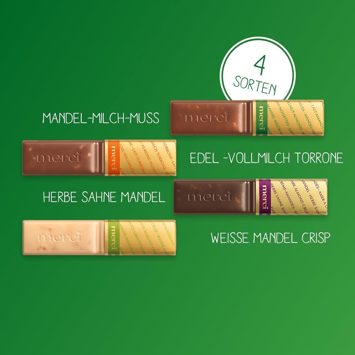 merci Finest Selection Varietà Mandorla Crunch – 1 x 250 g – Raffinate specialità con noci e cioccolato – Praline ripiene e vuote