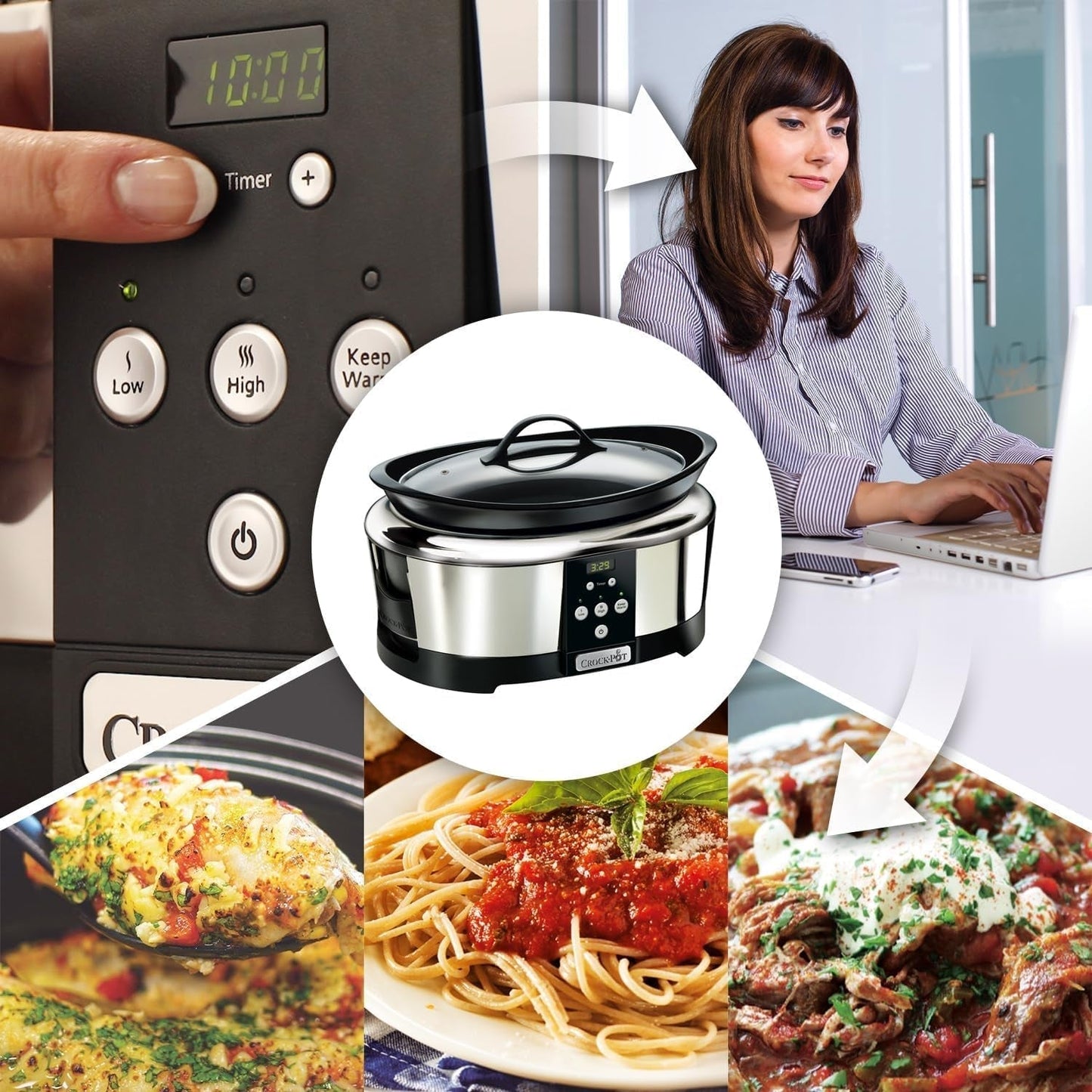 Crockpot, Slow Cooker elettronico, 5,7 L (5-6 persone) Slow Cooker Naty Shop