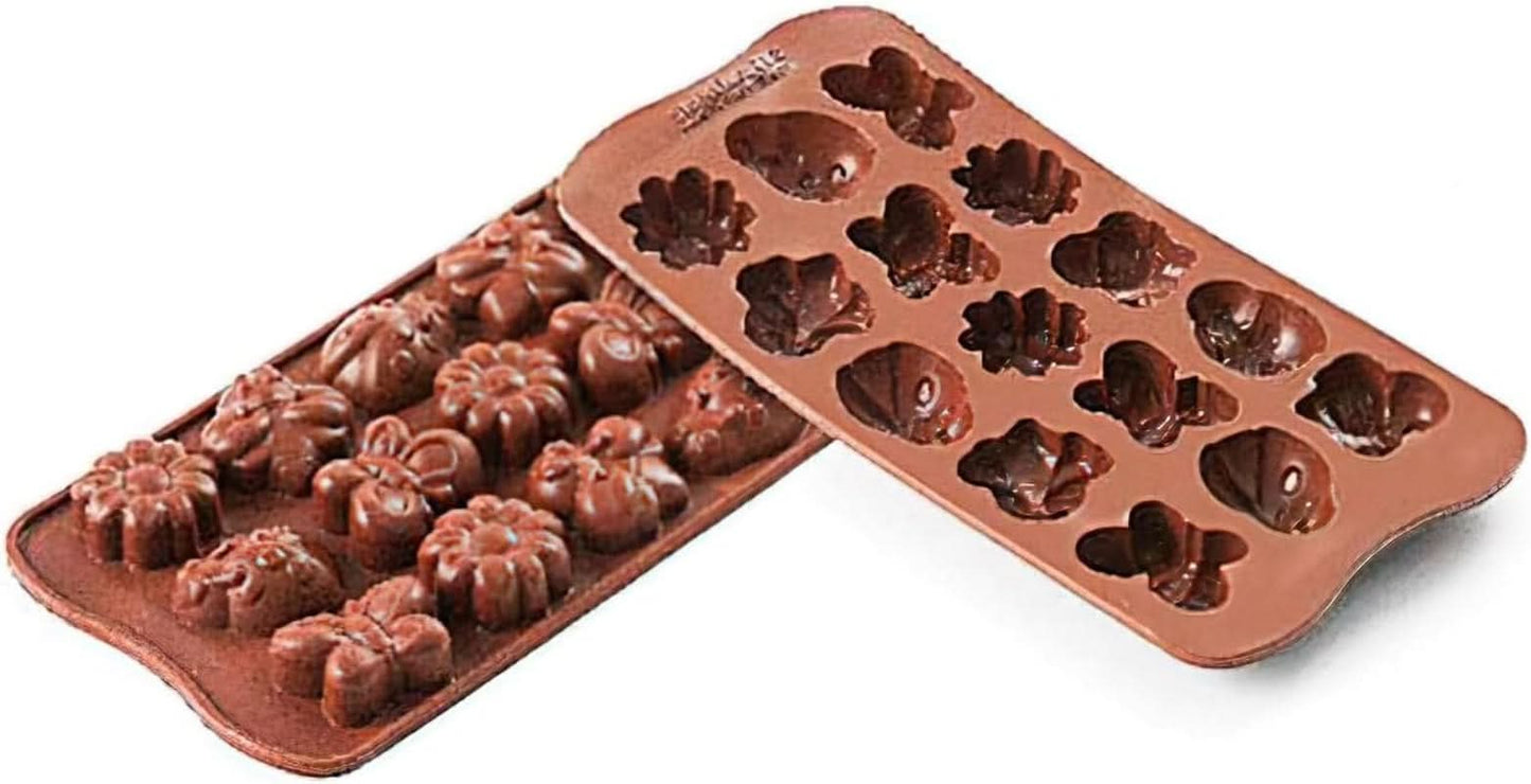 Silikomart 199199, stampo per cioccolato, modello Primavera, 15 praline, Marrone Cucina Naty Shop