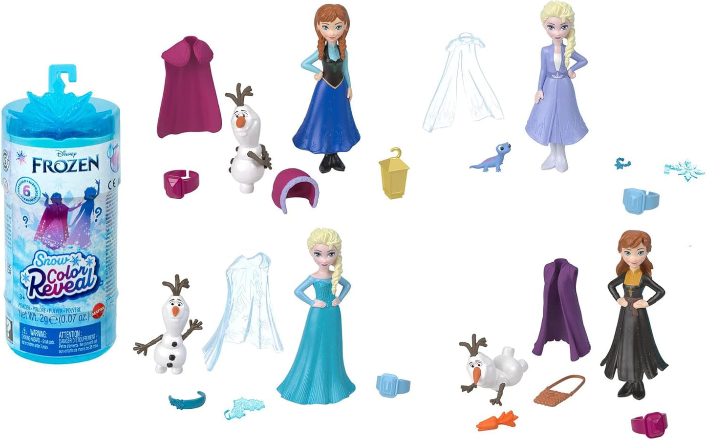 Mattel Disney Frozen Ice Reveal Squishy Ice Gel Doll e 6 sorprese, incluso il personaggio degli amici e gli accessori (le bambole possono variare) HRN77 Naty Shop Dolls Snow Color Reveal Dolls