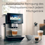 Macchina per caffè espresso automatica Siemens EQ900, ampio schermo a colori TFT, 2 contenitori di chicchi, 36 bevande calde e fredde, caffè freddo, super silenziosa, funzione due tazze, controllo app, acciaio inossidabile, TQ907D03