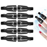 Hanyousheng Nagellackentferner Clips, Nagel Clips, 10 Stück Schwarz Nagelclips, Nagel Klammer, Nails Art ​Cappuccio in gel, Soak off Clip Cap UV Gel Poliermittel Entferner Wrap Nail Tool