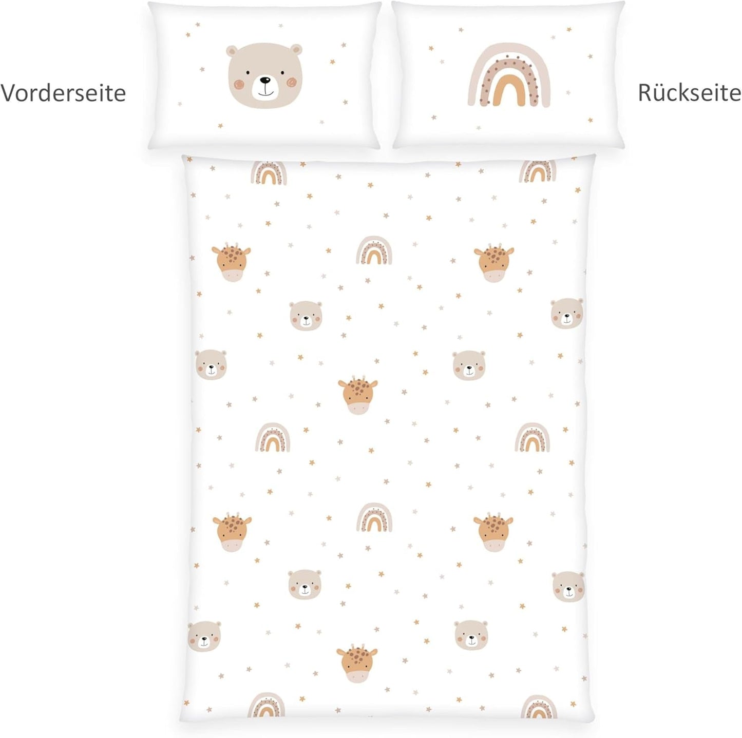 Herding Babybest Little Friends Winterbettwäsche, Kopfkissenbezug 40 X 60 Cm Mit Hoteleinschlag, Bettbezug 100 X 135 Cm, Mit Zwißwerfer, 100% Baumwolle/Flannel, Weiß, Twin Naty Shop