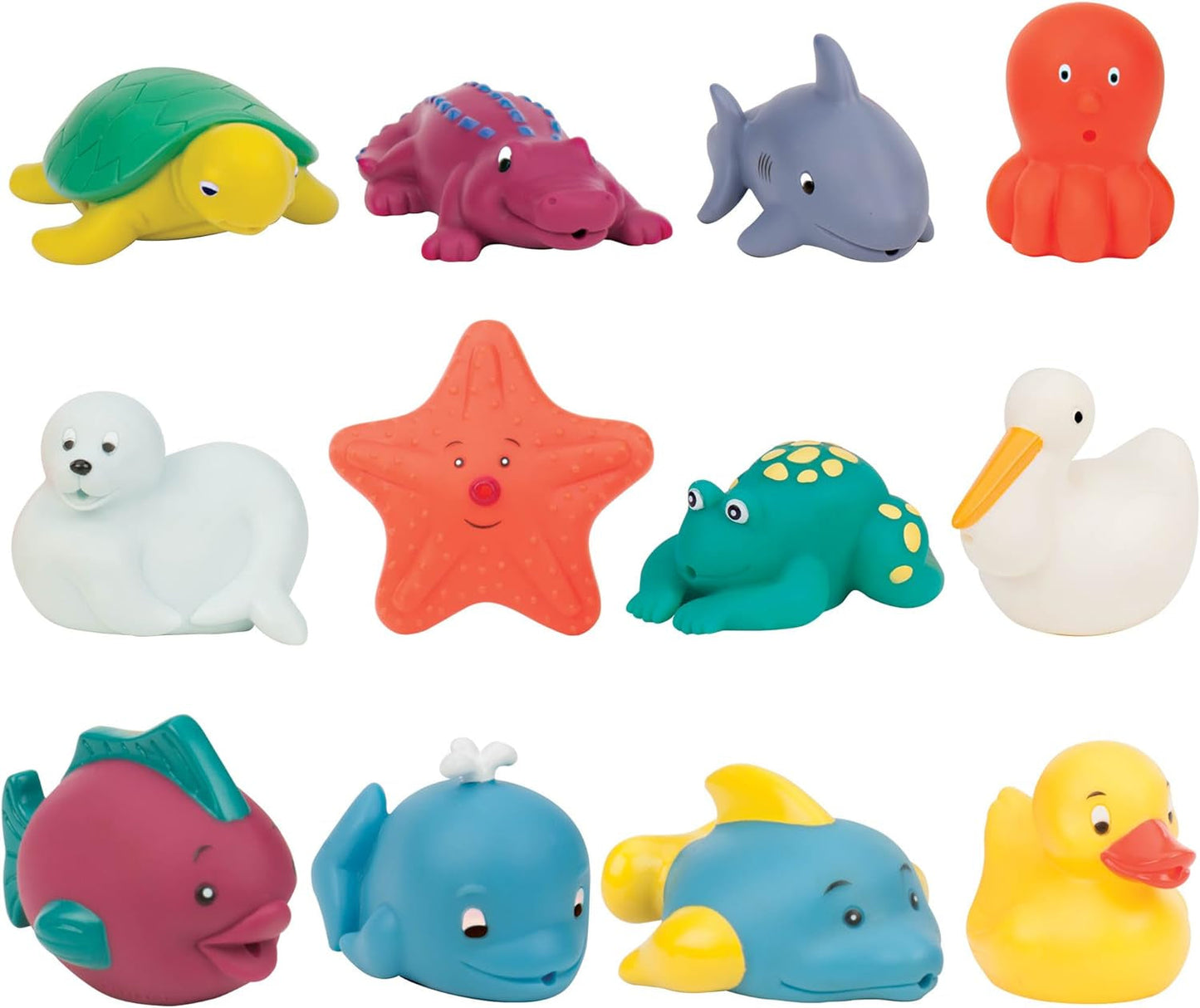 Battat 12 Pezzi Giocattolo da Bagnetto Giocattolo da Bagnetto Animali Acquatici - Compagni di Bagnetto per Bambini 10 Mesi - Giocattolo da Bagnetto Anatra e Altro Bebe Toys Naty Shop