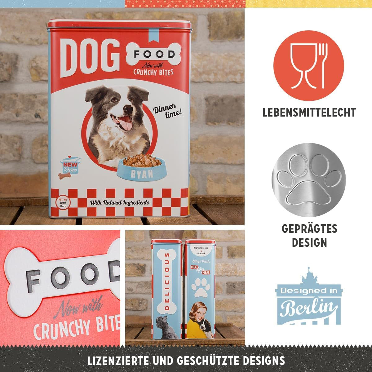 Nostalgic-Art Scatola portaoggetti retrò XL, 4 l, Cibo per cani - Idea regalo per proprietari di cani, scatola portaoggetti per cibo secco, design vintage Scatole per alimenti Naty Shop