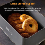 Tower T826175GRY Cestino per il pane rinascimentale, capacità 16 l, coperchio singolo, grigio Contenitori per alimenti Naty Shop