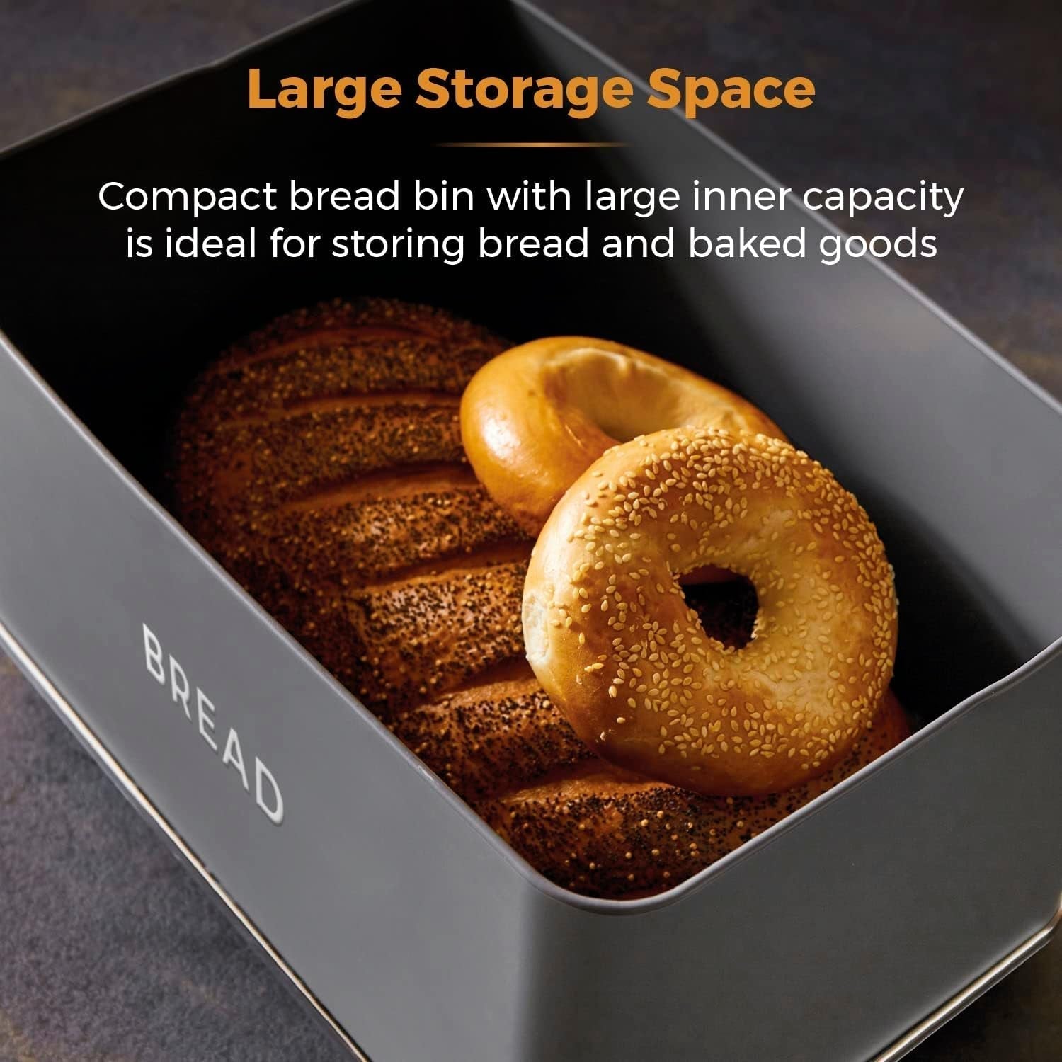 Tower T826175GRY Cestino per il pane rinascimentale, capacità 16 l, coperchio singolo, grigio Contenitori per alimenti Naty Shop