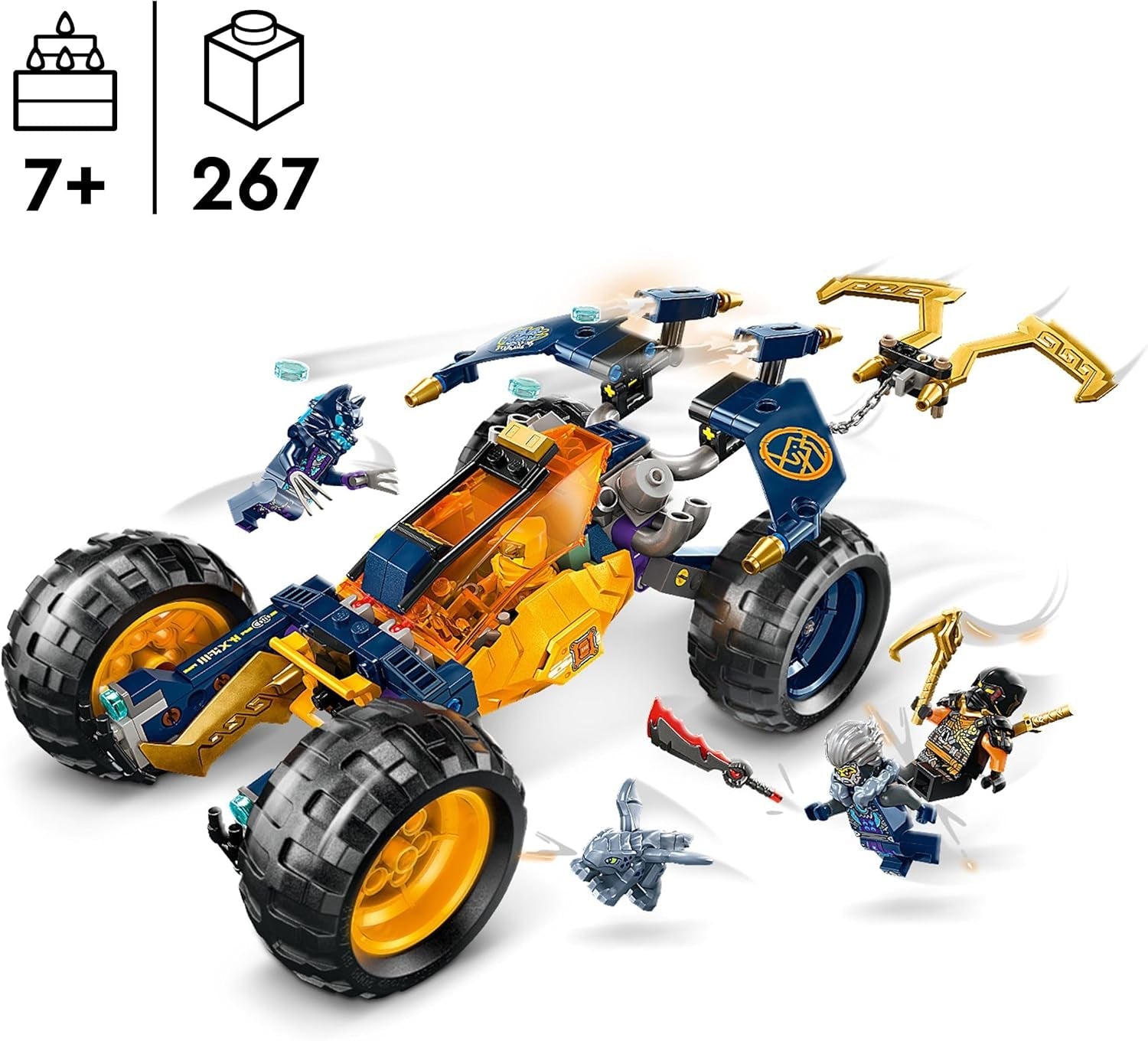 LEGO NINJAGO Buggy fuoristrada Ninja di Arin, giocattolo Ninja con auto, drago e 4 mini personaggi, modello di buggy set avventura per bambini, regalo di compleanno per ragazzi e ragazze di 7 anni 71811 Set da costruzione Beuche den LEGO-Store