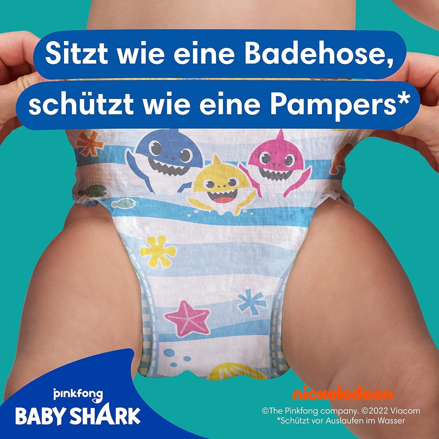 Pannolini da bagno usa e getta Pampers Splashers Baby Shark in edizione limitata 4-5, 11, 9 kg-15 kg, per una protezione sicura in acqua