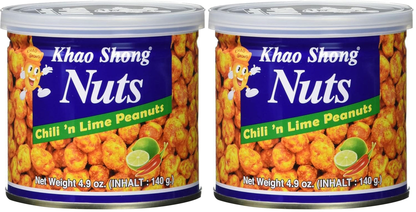 Piselli verdi fritti Khao Shong con wasabi, piselli croccanti in pastella piccante, un'alternativa a basso contenuto di grassi alla frutta secca, mediamente piccante, 1 lattina da 140 g | 140 g (1 confezione)
