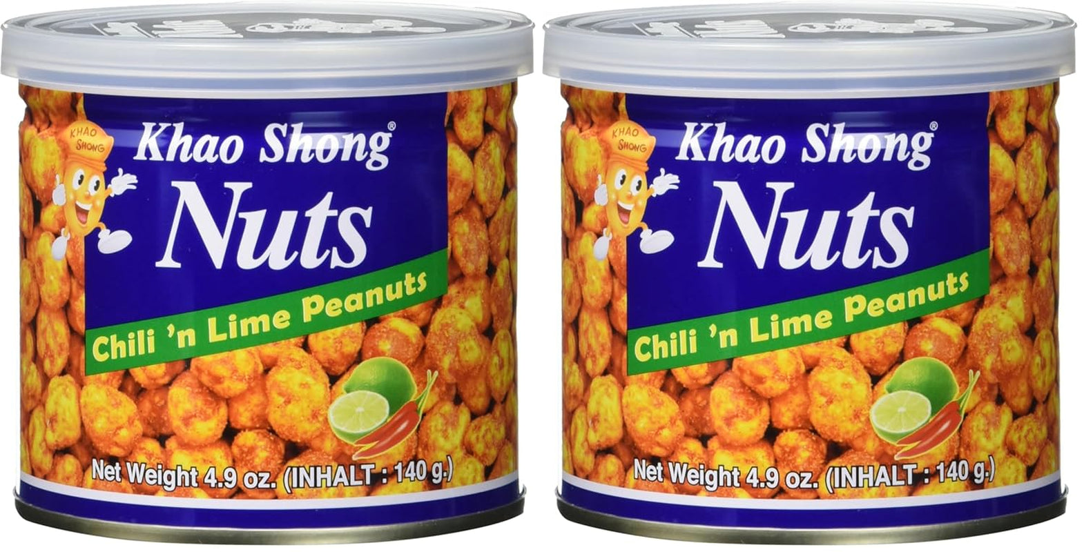 Piselli verdi fritti Khao Shong con wasabi, piselli croccanti in pastella piccante, un'alternativa a basso contenuto di grassi alla frutta secca, mediamente piccante, 1 lattina da 140 g | 140 g (1 confezione)