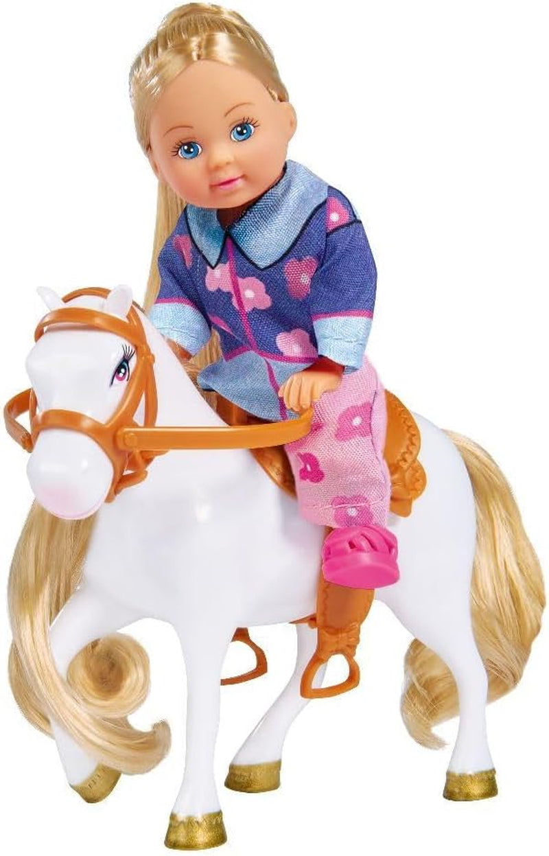 Simba 105737460 - Evi Love Evi Trailer con cavalli con jeep rosa, ciondolo cavallo viola e pony, bambola da vestire, 12 cm, per bambini da 3 anni in su Dolls Naty Shop