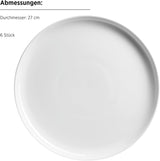 MÄSER, serie Navina, set di stoviglie per 6, stoviglie in porcellana bianca, senza tempo, porcellana, bianco