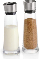 blomus -MACCHIATO- Set zucchero e panna in vetro, capacità 180 ml, coperchio in acciaio inossidabile, per tè e caffè, lavorazione di alta qualità, aspetto esclusivo (A / L / P: 17 x 5,4 x 5,4 cm, Trasparente, 63510)