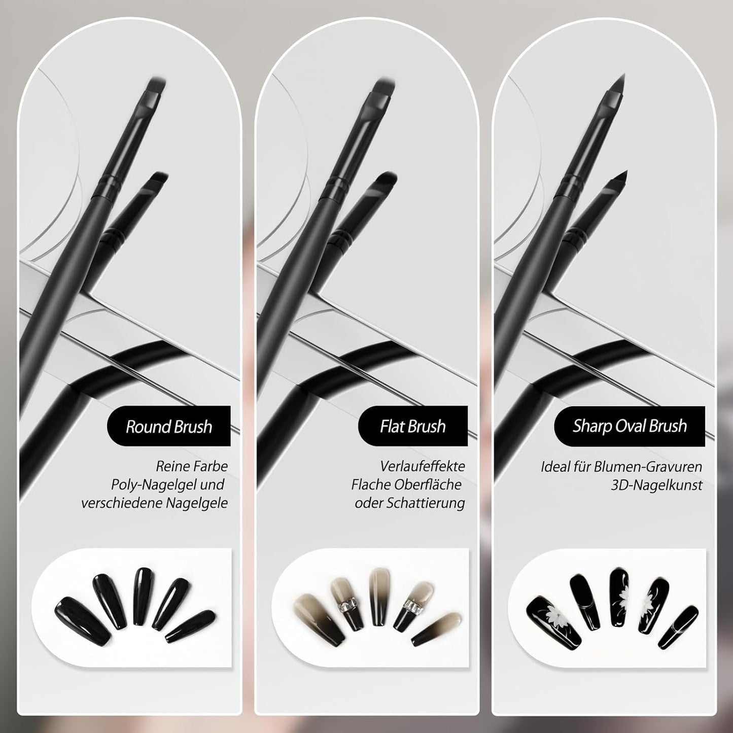Nagel Pinsel 8 pezzi Pinsel per gel, Nageldesign Gel Pinsel Dotting Painting Line Pen per Nagelack Gel Acryl Nagel Pinsel Nailart Kit Acryl Pinsel Fineliner Nägel Selber Machen