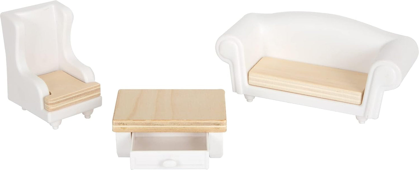 Casa delle bambole Small Foot Casa a schiera in legno a 3 piani con facciata aperta e 12 mobili per 3 anni e oltre 11802 Case delle bambole Bianco Grigio Naty Shop