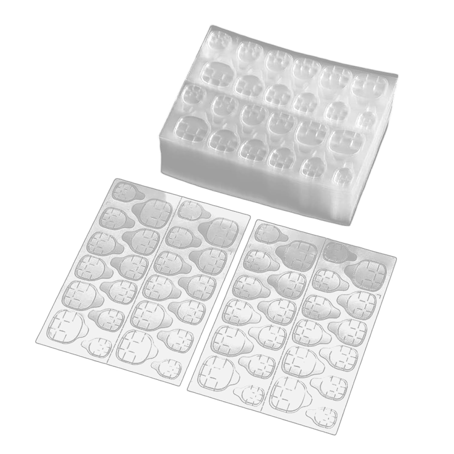 20 compresse adesive per unghie in gelatina - Cuscinetti adesivi biadesivi trasparenti e resistenti, impermeabili, riutilizzabili, stampa sulle unghie Set manicure fai da te Accessori per unghie