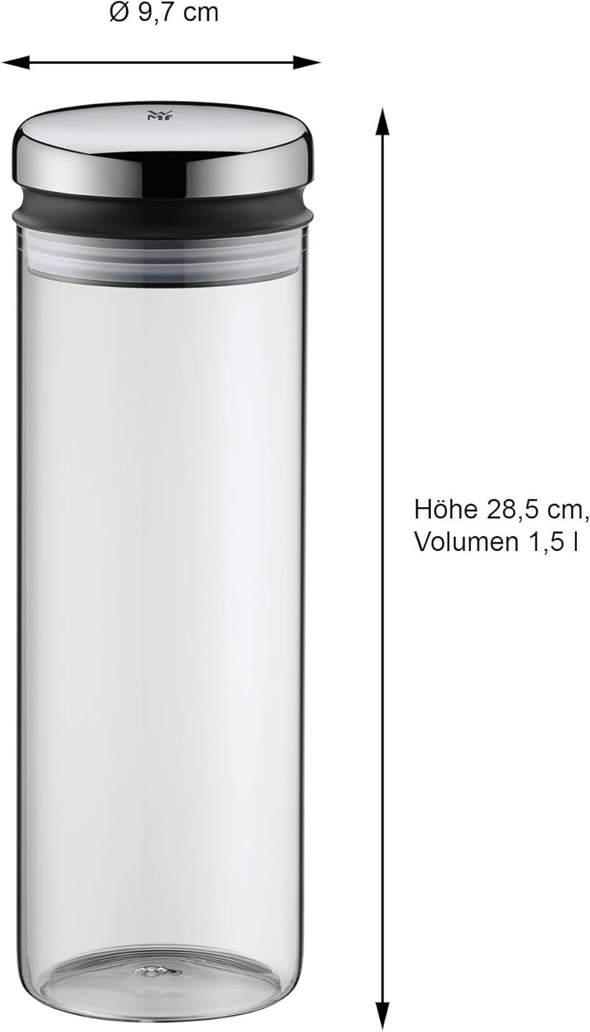 WMF Depot barattolo in vetro da 1,5 l, altezza 28,5 cm, barattolo con coperchio & Barattolo in vetro Depot da 2 l, altezza 36 cm, barattolo con coperchio Scatole per alimenti Naty Shop