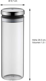 WMF Depot barattolo in vetro da 1,5 l, altezza 28,5 cm, barattolo con coperchio & Barattolo in vetro Depot da 2 l, altezza 36 cm, barattolo con coperchio Scatole per alimenti Naty Shop