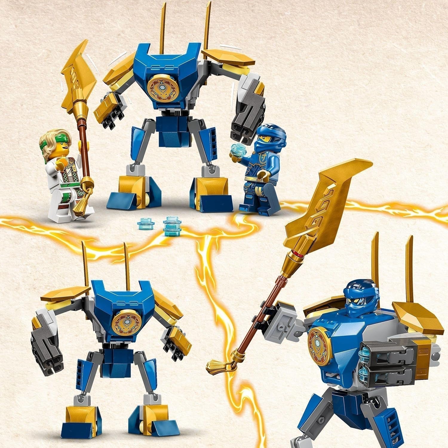 LEGO NINJAGO Jay Battle Mech, giocattolo ninja per bambini con personaggi, inclusa la minifigure di Jay con mini katana, action figure e mech, piccolo regalo per ragazzi e ragazze creativi a partire da 6 anni 71805 Set da costruzione Besuche den LEGO-Store