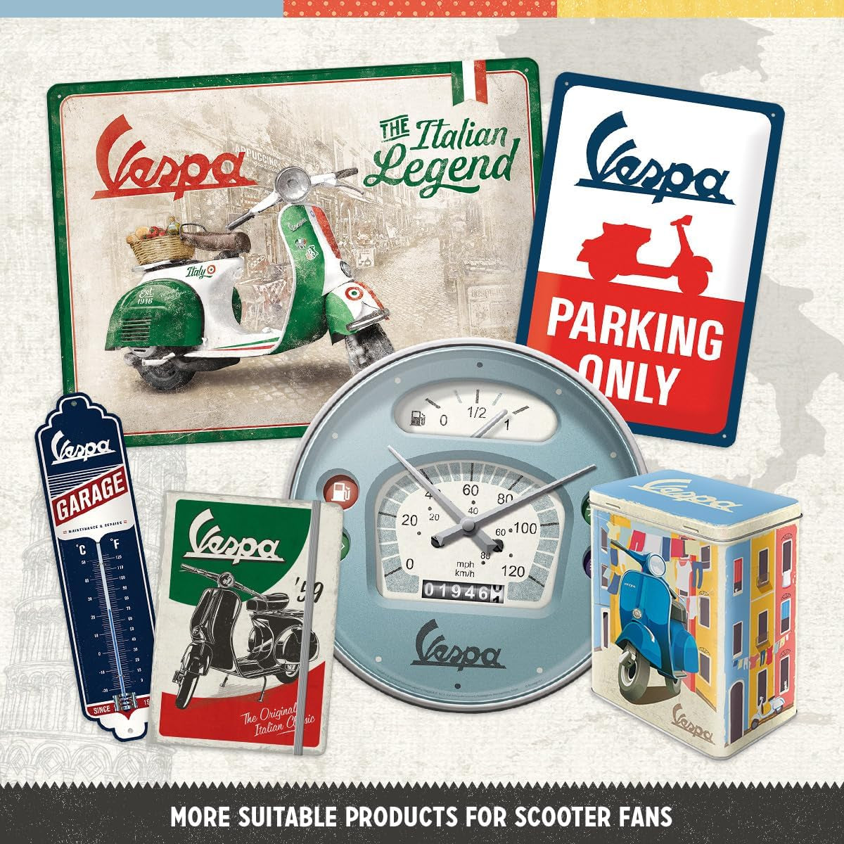 Nostalgic-Art Retro Coffee Box, 1,3 L, Vespa - Classico italiano - Idea regalo per gli appassionati di scooter, Prodotto con licenza originale (OLP), Decorazione per officina dal design vintage, Decorazione per officina dal design vintage Scatole per la conservazione degli alimenti Naty Shop