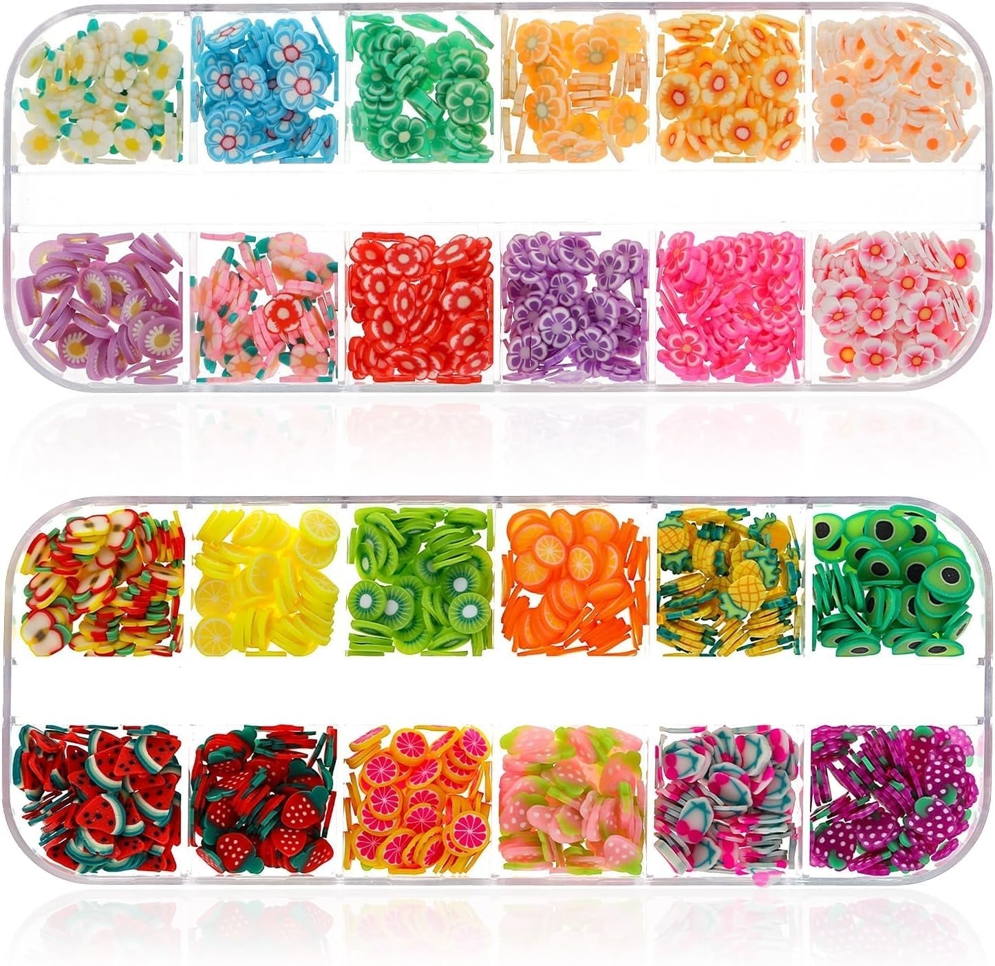 1000 Stk Nagel Obst Scheiben, Nagelkunst Fruchtscheiben Charms Cute Obst-Blumen Charms Set misto Mini 3D Obstscheibe Nail Art Zum Nagelkunst Handy Deko DIY Schleimbasteln Ornament Scrapbooking