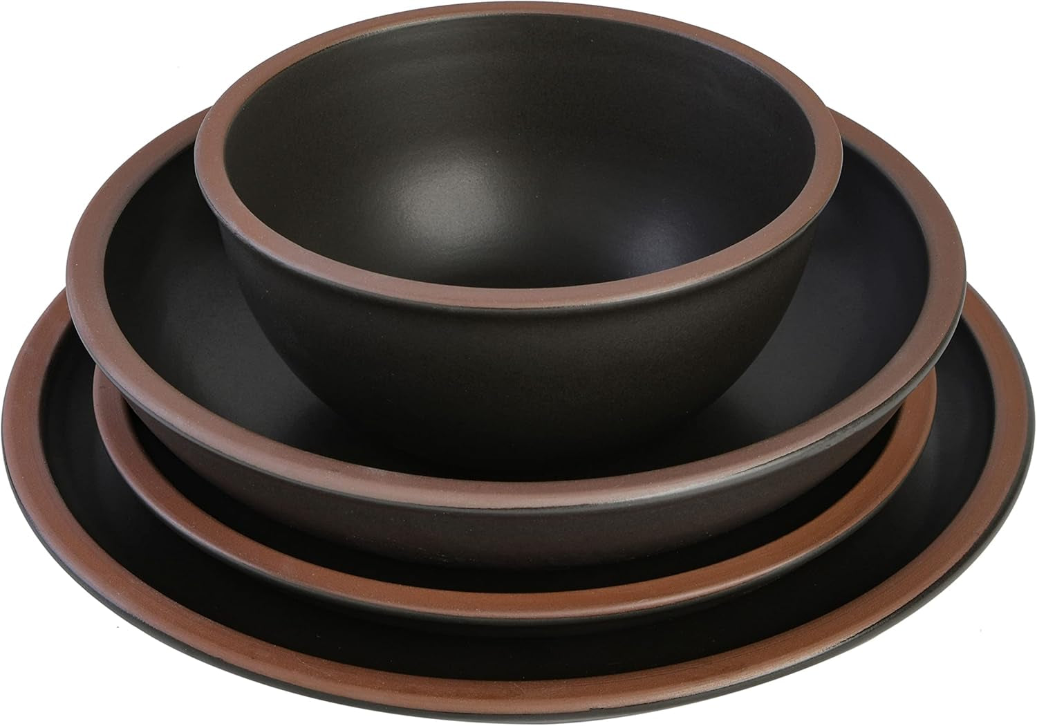 Lagos Coupe Geschirrset, Servizio per 4 Persone (16 Stück), schwarz
