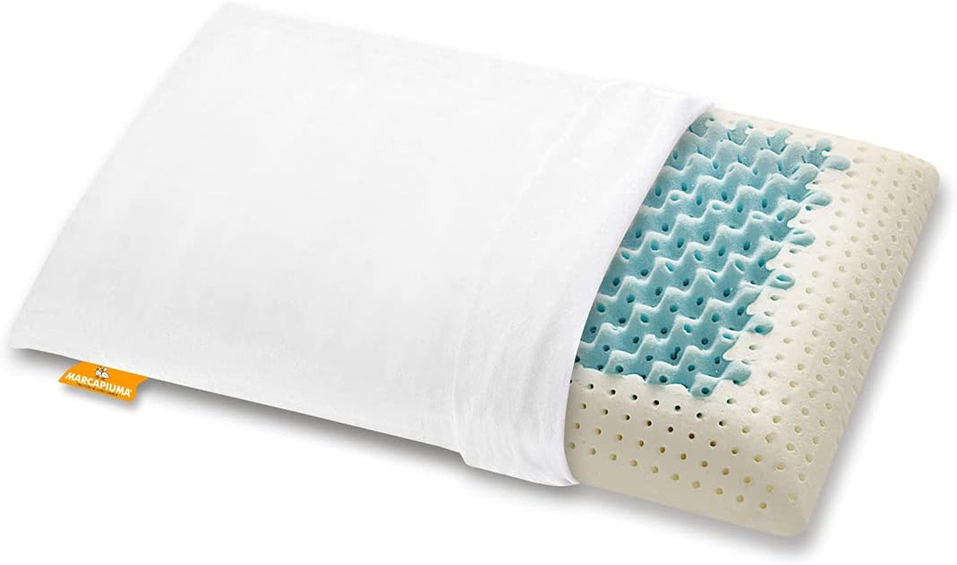 Marcapiuma - Coppia cuscini cervicale in memory - Miss & Mister - Parte ultra traspirante - Fodera in cotone 100% - Ortopedico - Guanciale Visco Memory Foam - PRODOTTO MEDICO - Cuscini standard Made in Italy Naty Shop