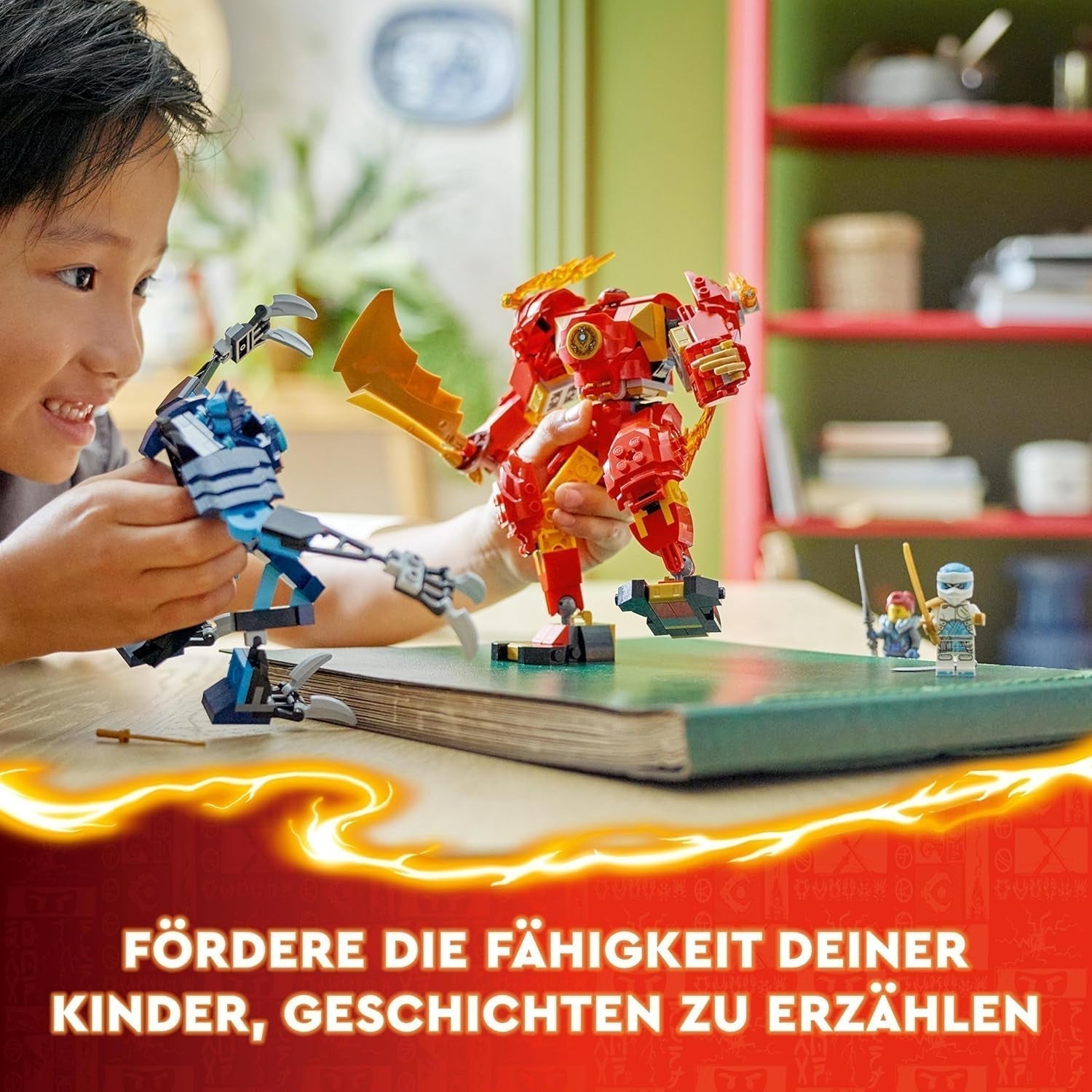 LEGO NINJAGO Kai's Fire Mech Action Figure Giocattolo per Bambini con Figura Mech Rossa Personalizzabile Ninja Set 4 Personaggi Inclusi Kai e Zane, Regalo per Ragazzi e Ragazze di 7 Anni 71808 Set di Costruzioni Beuche den LEGO-Store