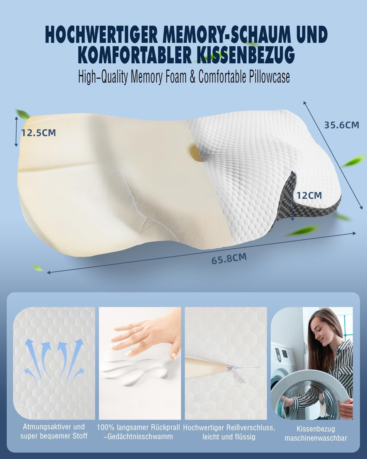 Cuscino per il collo Cuscino ortopedico per dolori al collo Cuscino in memory foam Cuscino ergonomico per un supporto ottimale Cuscino di supporto per il collo per supporti laterali per schiena e addominali Cuscini ortopedici cervicali Naty Shop