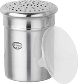 Dr. Oetker Zuccheriera per zucchero grosso, Utensile da cucina in acciaio inossidabile di alta qualità per spolverare rapidamente e in modo decorativo, Grande capacità, Inclusa copertura protettiva, (Colore: Argento), Quantità: 1 pezzo