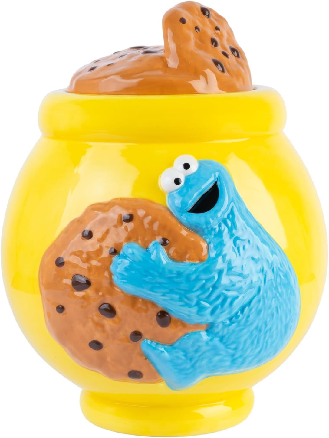 Grupo Erik Barattolo per biscotti in ceramica Sesame Street Cookie Monster - Barattolo per biscotti con coperchio Grande 21,0 x 27,0 x 22,0 cm Barattolo con coperchio Merchandise ufficiale Sesame Street Scatole per alimenti Naty Shop Baloo