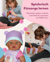 BABY Born Eva - bambola baby 43 cm - 10 funzioni inclusi accessori e materasso - Funziona completamente senza batterie - Adatto a bambini dai 3 anni in su