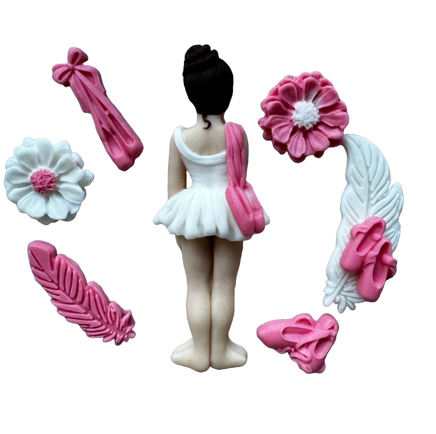 Set 8 decorazioni in zucchero commestibile, Decorazioni in Pasta di Zucchero Ballerina Naty Shop