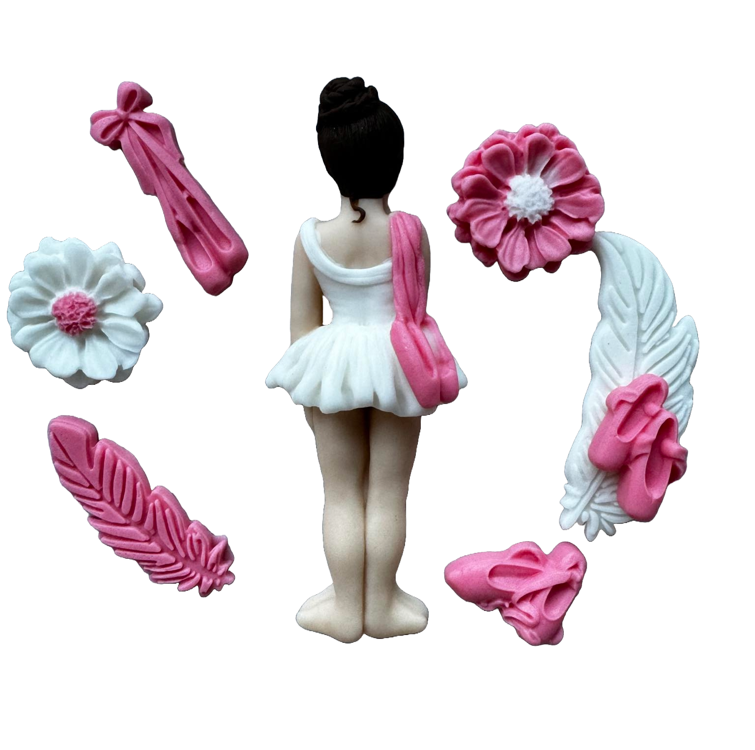 Set 8 decorazioni in zucchero commestibile, Decorazioni in Pasta di Zucchero Ballerina Naty Shop