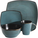 Set stoviglie quadrato Soho Lounge 102534.16RM, gres, turchese