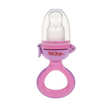 Nuby Mangiatoia per Frutta in Silicone Nibbler - Mangiatoia per Frutta per Neonati 6 Mesi e Bambini Piccoli - Anello da dentizione per Frutta, Verdura e Puree - Senza BPA - Rosa - 6+ Mesi