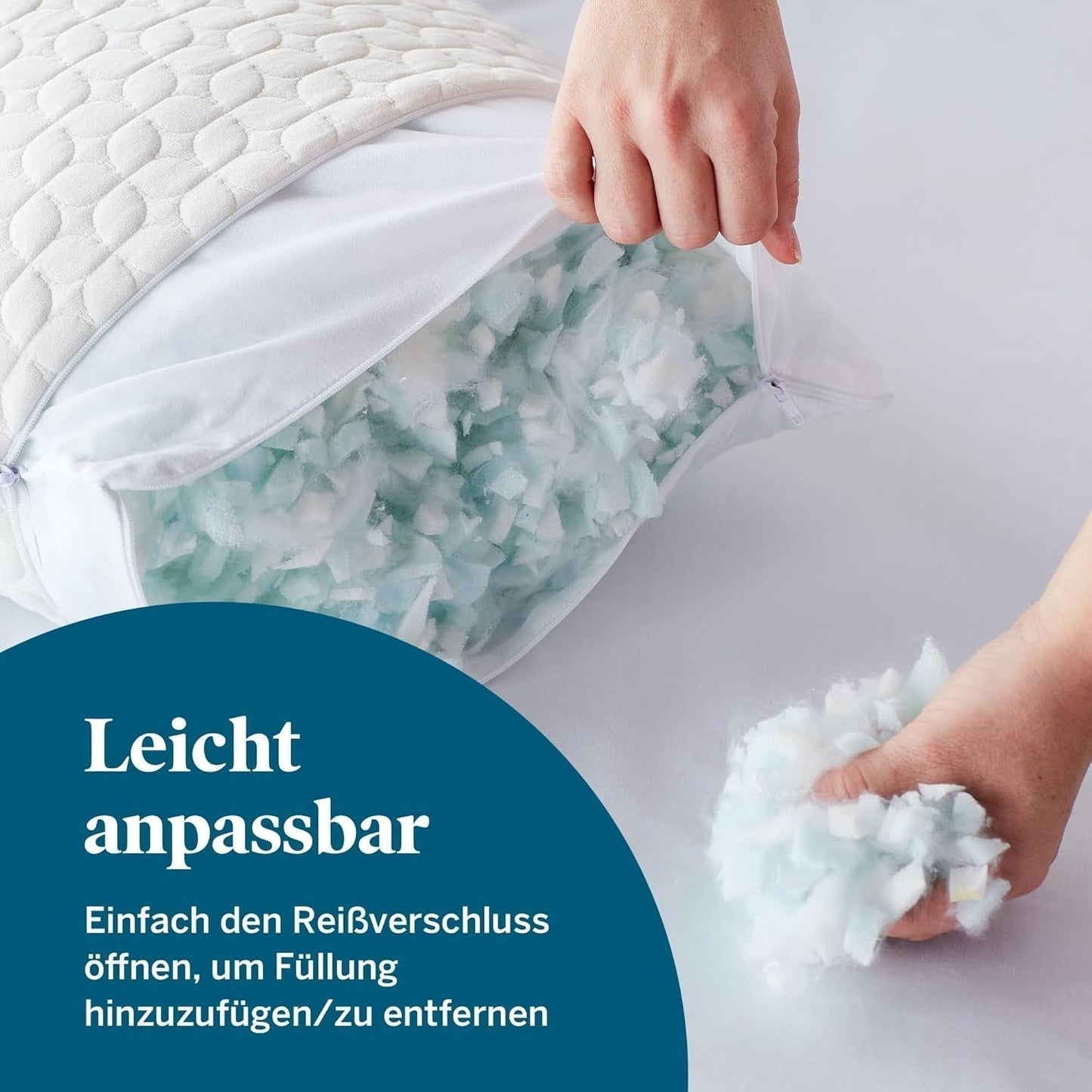 Cuscino LUCID 40 X 80 cm con imbottitura ibrida in memory foam triturato e microfibra - imbottitura rimovibile e regolabile - fodera lavabile - per chi dorme sul fianco, sulla schiena e sulla pancia Cuscini standard Naty Shop