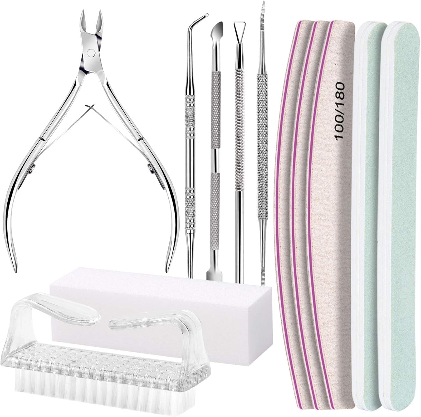 FANDAMEI Set manicure, Buffer Für Nägel, Nagelfeile 100/180, Nagelfeilen Für Gelnägel, Nagelhautschieber, Buffer Für Gelnägel, Feilen Für Gelnägel, Nagelzange, Nagelfeilen Set, Maniküre & Pedicure Set