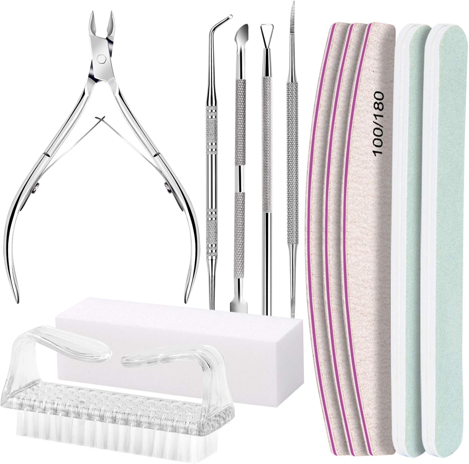 FANDAMEI Set manicure, Buffer Für Nägel, Nagelfeile 100/180, Nagelfeilen Für Gelnägel, Nagelhautschieber, Buffer Für Gelnägel, Feilen Für Gelnägel, Nagelzange, Nagelfeilen Set, Maniküre & Pedicure Set