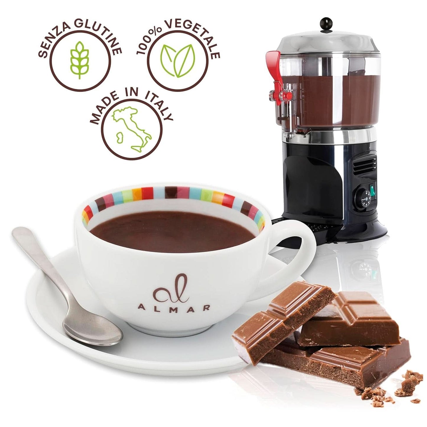 Cioccolata calda italiana Cortina gusto CLASSICO - (15 X 30 g) Monoporzione, busta, 450 g Cacao e Cioccolata Calda Naty Shop