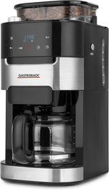 GASTROBACK 42711 Macchina per caffè espresso Grind & Brew Pro, Macchina per caffè espresso con filtro e macinacaffè integrati, Macinino conico con 8 impostazioni di macinatura, Touch screen LCD, Plastica