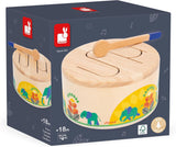 Janod - Gioia Drum - Tamburo in legno + tamburo FSC - Giochi di ruolo e prima educazione musicale - Acquerello - Dai 18 mesi, J07650 Bebe Toys Naty Shop