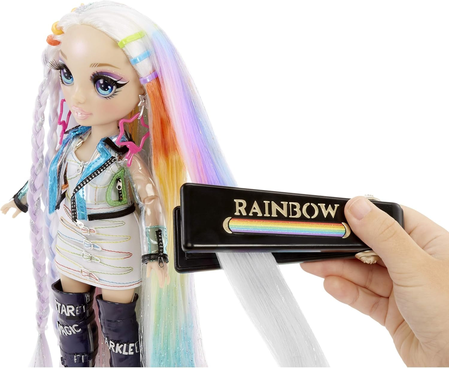 Rainbow High Hair Studio - Esclusivo set da gioco per bambola Amaya Raine con capelli lunghi per lo styling - Include gesso per capelli lavabile, spazzola per capelli e accessori - Regalo per bambini dai 6 anni in su