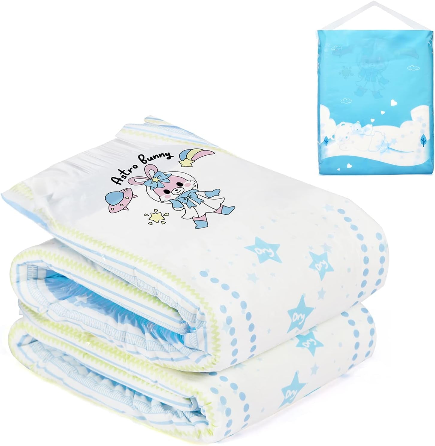 Pannolini stampati per adulti 5500-5800ml Confezione da 2, Assortimento casuale di 3 stampe - Astro Babies (L)