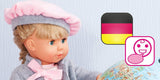 Bayer Design 94635AX Charlene bambola funzionale con capelli e occhi assonnati, parla e canta 90 frasi, 2 poesie e 8 canzoni, 46 cm, bambola multiaccessorio, 1,30 kg, rosa, grigio