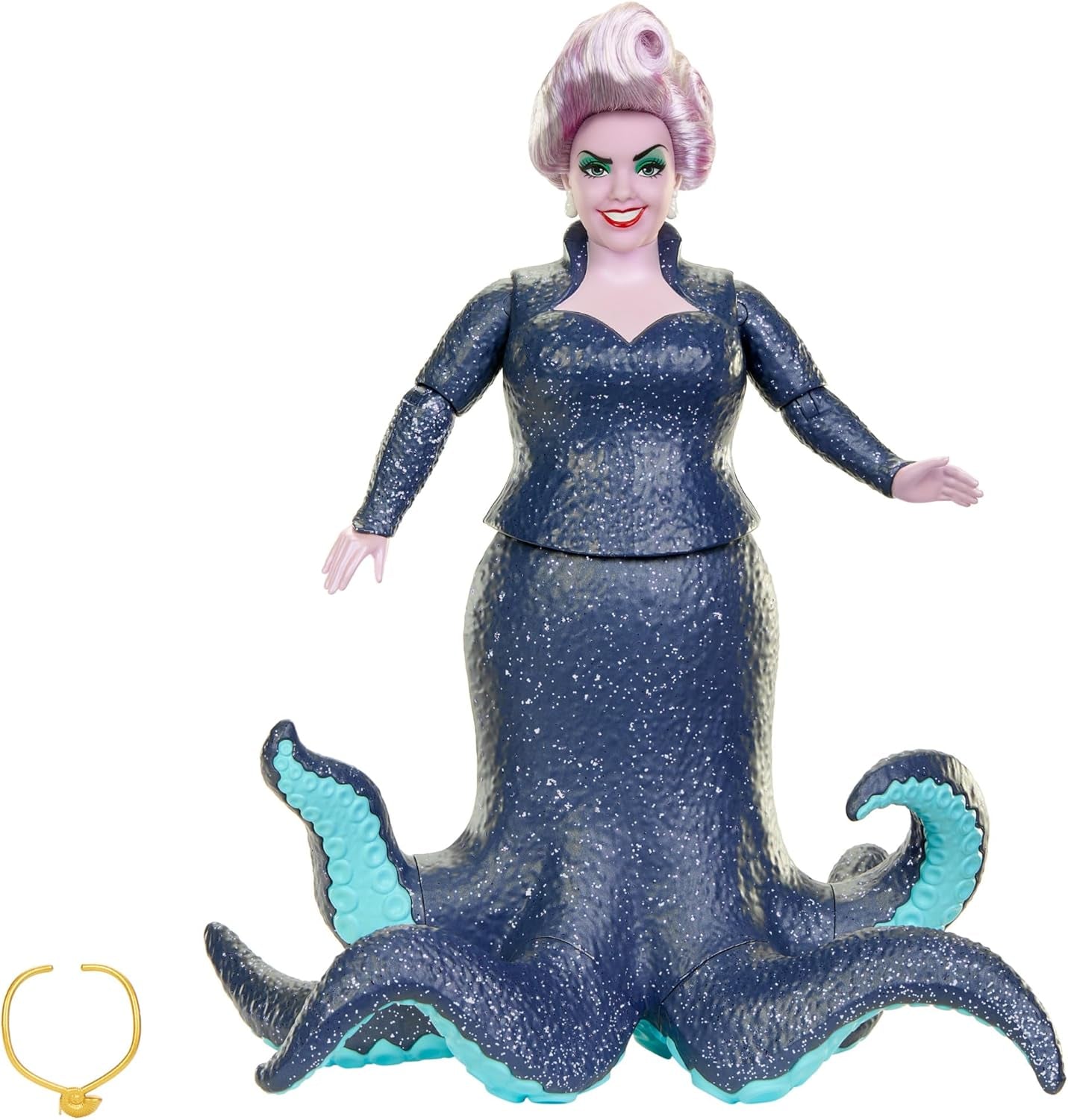 Mattel DISNEY Ariel La Sirenetta - Ursula con tentacoli, collana staccabile e chignon color lavanda per un divertimento senza fine con lo styling, adatta a bambini dai 3 anni in su, HLX12