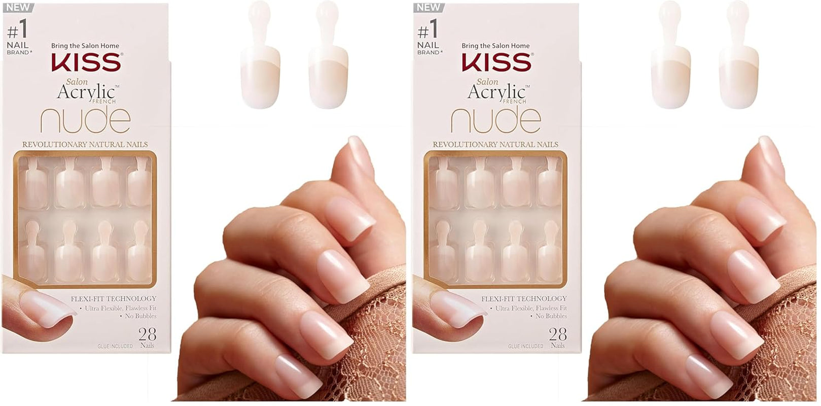 Kiss Nude Nails Unghie stupefacenti (confezione da 2)