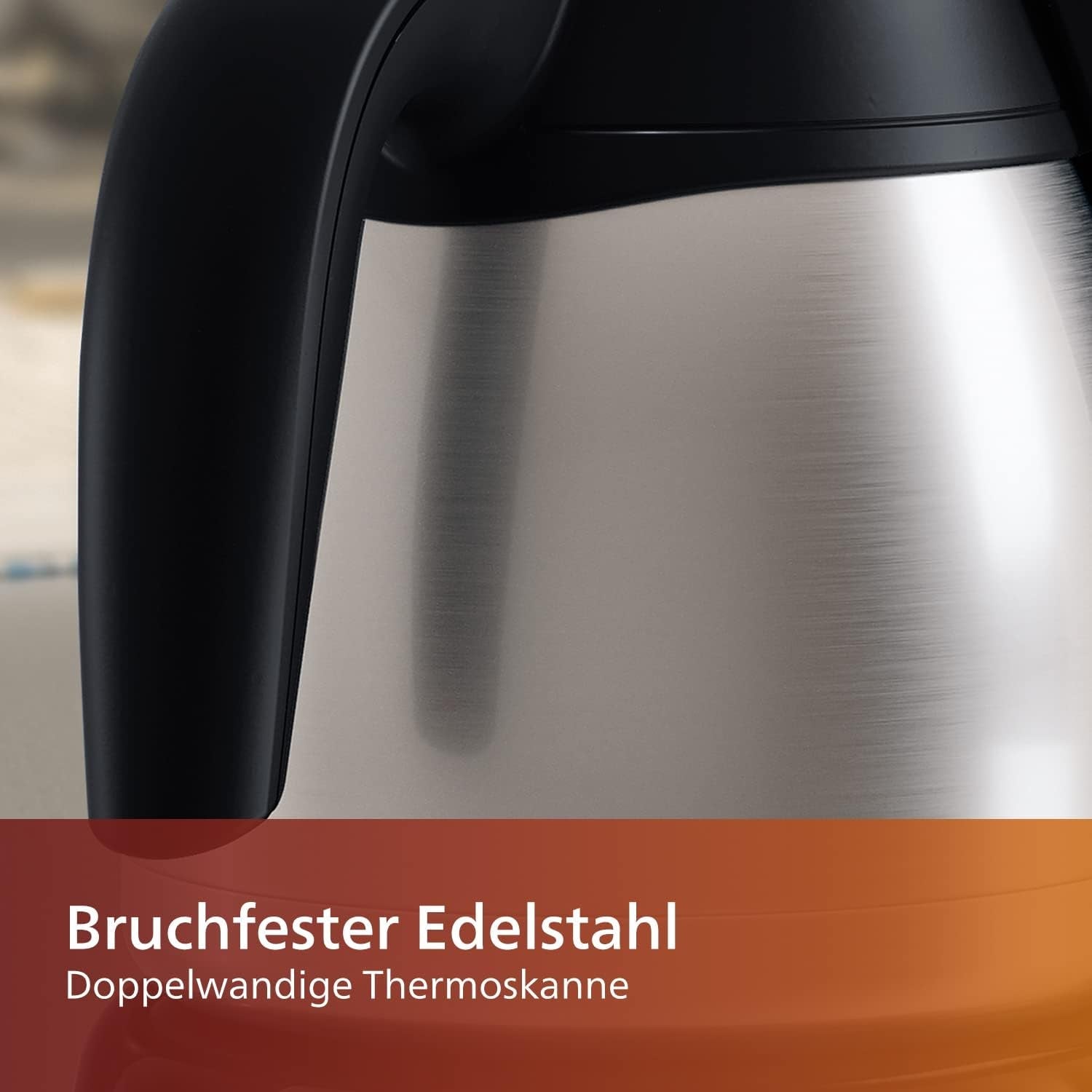 PHILIPS Café Gaia Macchina per caffè espresso con filtro - Caraffa termica in acciaio inossidabile, Sistema antigoccia, Aroma intenso, Spegnimento automatico, 1300 ml, Nero (HD7546/20)